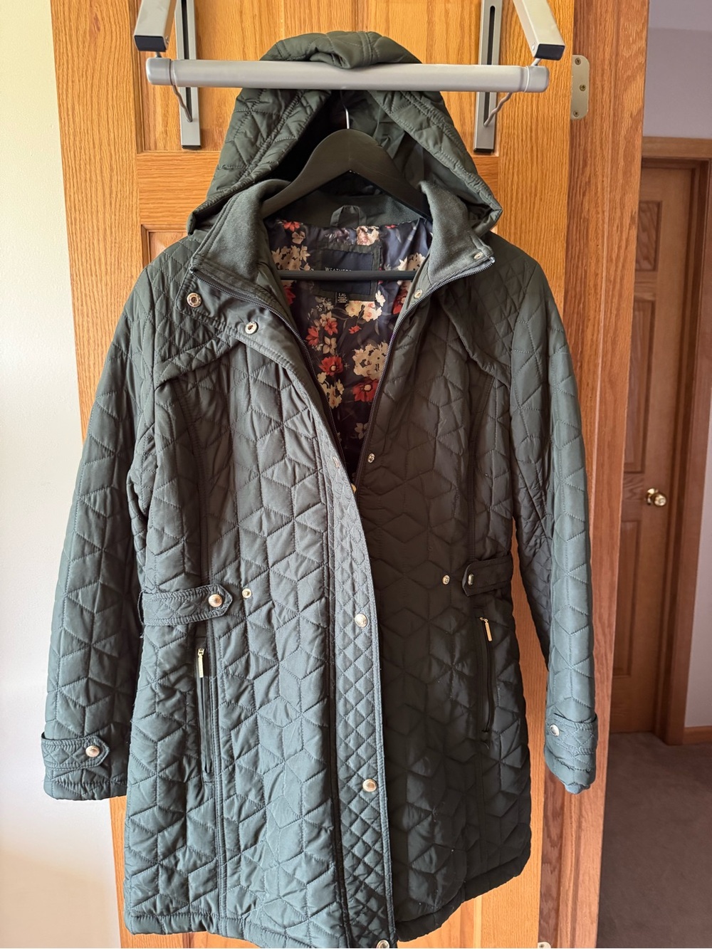 Weatherproof Quilted Hooded Coat — Olive Green